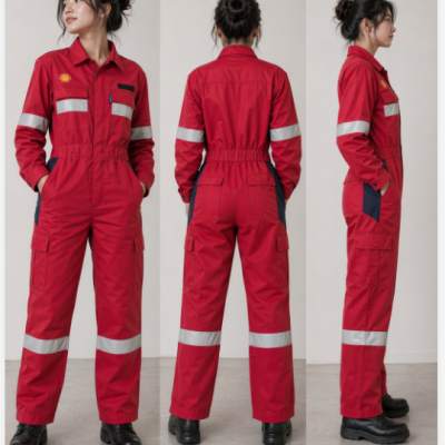 [2026 New Design- Male] Tencate Tecasafe Plus700, XS-8XL,Coverall Chili Red, 238GSM, Shell logo 2in Reflector