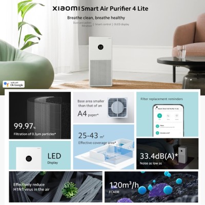 Smart Air Purifier 4 Lite 25-43m coverage