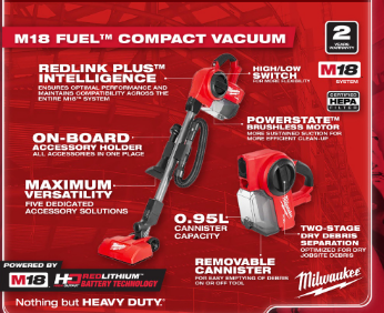 Milwaukee M18 FCVL-501 FUEL Compact Vacuum       /       Vacuum Cleaner