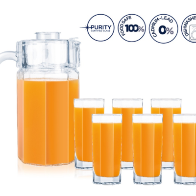 *Luminarc Octime Jug (1.6L) + Tumblers (6 Pcs x 320ml) P8680   N0789