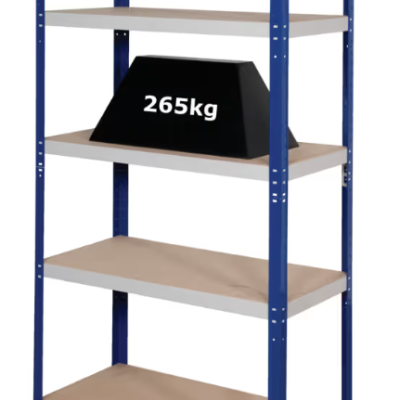 Matlock Standard Duty Shelving, 5 Shelves, 265kg Shelf Capacity, 1770mm x 900mm x 450mm, Blue