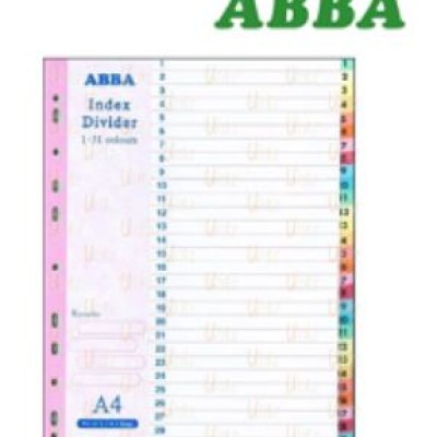 ABBA AB22029 COLOR INDEX DIVIDER NUMBERING 1-31