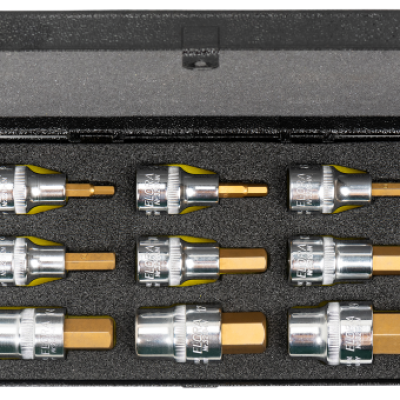 ELORA Socket Set 1 2", inside-hexagon titan, 9-pcs. 4-19 mm, ELORA-770-INMTIN