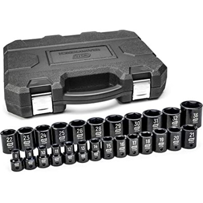 *GearWrench 84933N 25 Piece 1 2 Inch Drive 6 Point Standard Impact Metric Socket Set