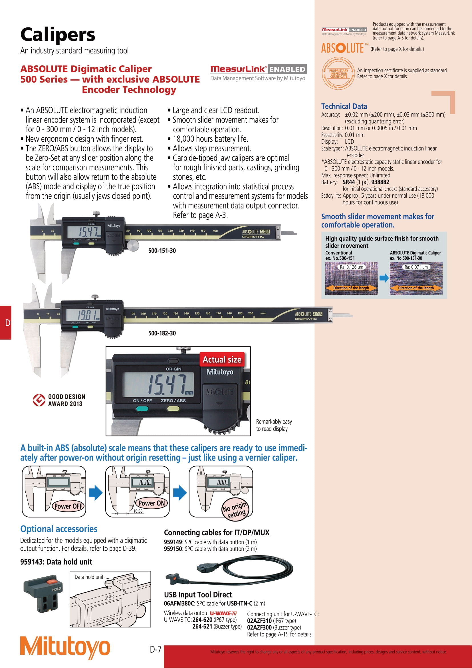 500-196-30 MITUTOYO DIGIMATIC CALIPER W      /      O SPC OUTPUT, RANGE:6''      /      150MM, RESOLUTION:0.01MM