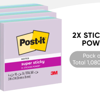 *3M Post-it Super Sticky Notes Blue Hour Coll. 3x3 [90s x 4 Pads] - PACK OF 3