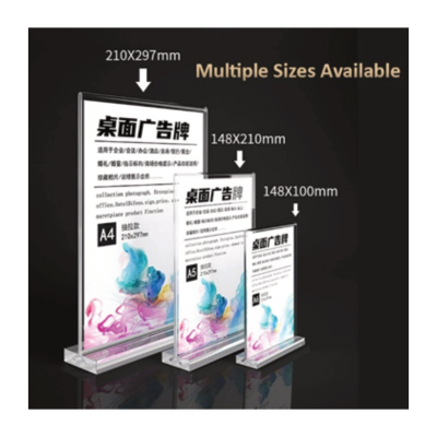 A5 SIZE T SHAPE ACRYLIC TABLE DISPLAY HOLDER STAND