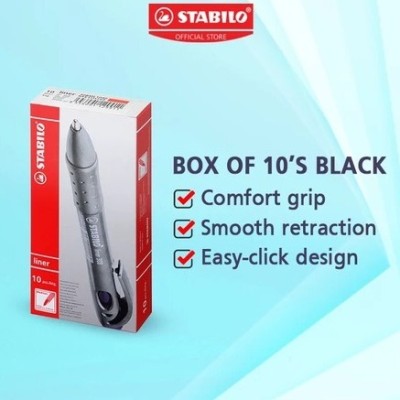 STABILO liner 308FW Fine Ballpoint Pen for Writing - Blue Red Black