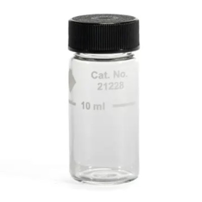 2122800- 1" Round Glass Sample Cell, 25 x 54mm, 10ml with cap, each
