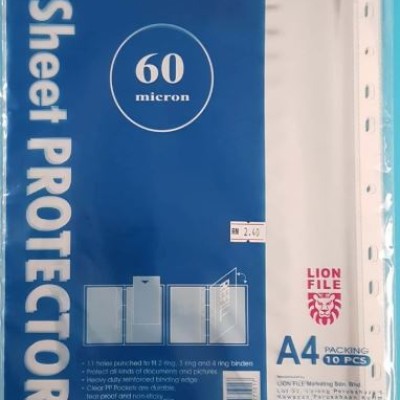 LIONFILE PP Sheet Protector, 60 mic, 10's