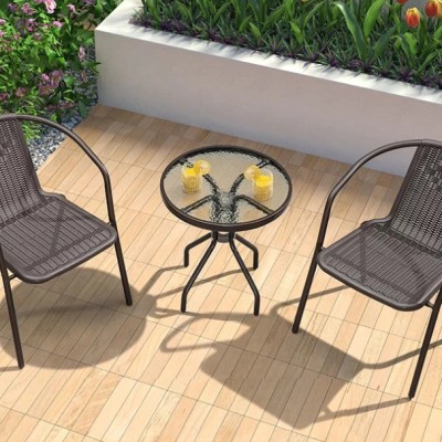 GLASS TABLE + 2 CHAIR