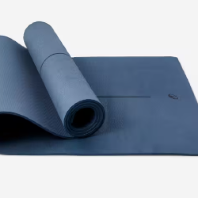 5mm Beginner Yoga Mat - With Strap & Alignment Lines (Dark Blue)