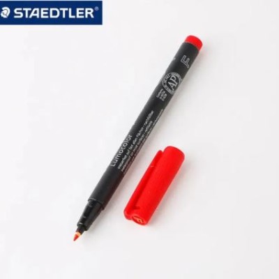 Staedtler 318 Lumocolor Permanent Marker F RED Felt Tip Waterproof Writing for CD Graffiti Metal Glass Office Supplies