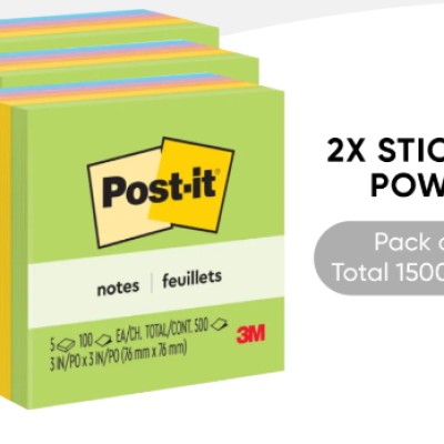 *3M Post-it Super Sticky Notes Jaipur Collection 3x3 [100s x 5 Pads] - PACK OF 3