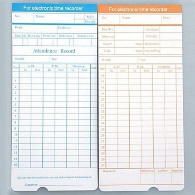 Time Punch Card (Timi) White Colour Card