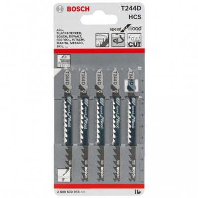 BOSCH T244D Ground Teeth Straight T-Shank Jigsaw Blade For Soft Wood Cutting - 2608630058 [5s]