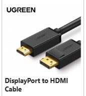 UGREEN DP MALE TO HDMI MALE CABLE 5M (BLACK)