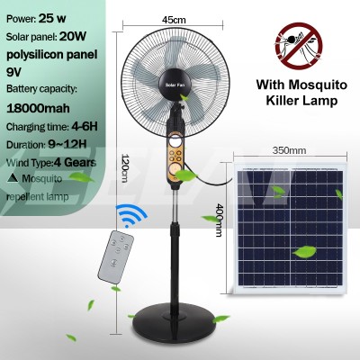 *Keelat Rechargeable Solar Stand Fan With LED Light+16
