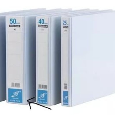 PVC East File 2D Ring Binder A3 50mm| Fail Cincin PVC Hard Cover | White Transparent Cover Ring File 1pc