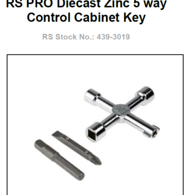 RS PRO Diecast Zinc 5 Way Control Cabinet Key