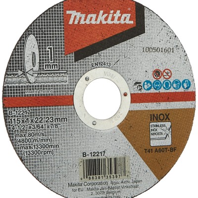 *Makita B Aluminium Oxide Cutting Disc, 115mm x 1mm Thick, P60 Grit [10s]