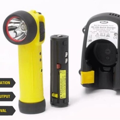 Wolf Safety R-55H ATEX, IECEx LED Torch Yellow - Rechargeable