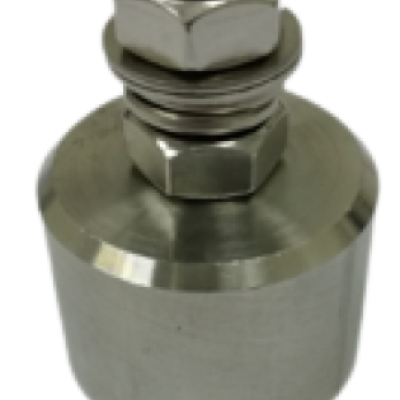 CS Earth Boss M10 tapped, 40 mm x 30 mm, cw 1pc M10 SS316 stud, 2pcs SS316 nuts, 2pc SS316 flat washers and 1pc SS316 spring washers