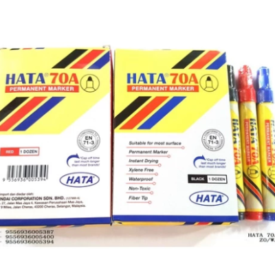 Hata Permanent Marker Pen 70A, 2mm Bullet Tip, Red