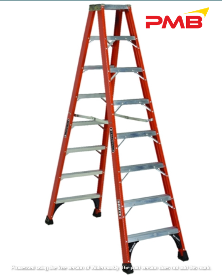 8 STEPS LOUISVILLE FM1408HD FIBERGLASS DOUBLE STEP LADDER, 375LBS (DELIVERY TO LABUAN AREA ONLY)