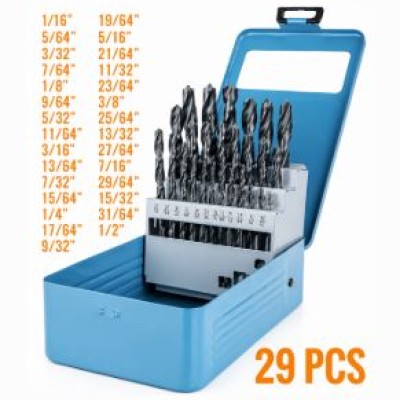 1 16 TO 1 2 INCH HSS TWIST DRILL SETS (29 PIECES)