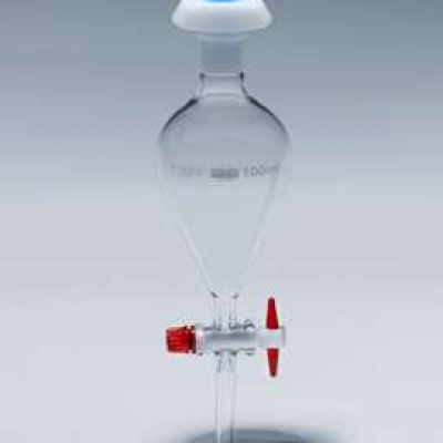 Pyrex 2180 10M Separating funnel, 1L, pear-shape with PTFE key