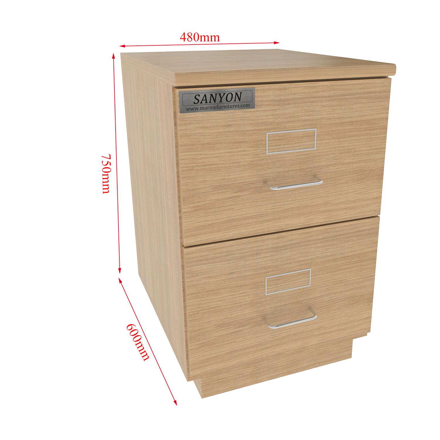 SANYON Wooden File Cabinet for Ship Office Cabin, Laminate and Double Drawers, SYWDC-101