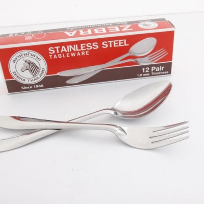 *#100% Original Thailand Zebra Stainless Steel 12 Pairs 1.0mm Fork & Spoon Set Z100009 100009