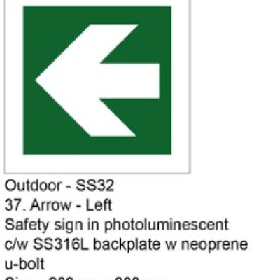 SS316 backplate with photoluminescent Sticker (Arrow Left)
