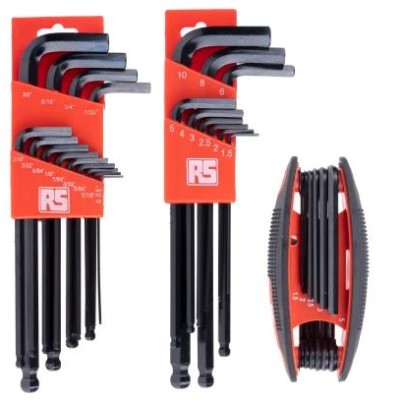 RS PRO 33 piece L Imperial, Metric Hex Key Set, Hex size 1.5 to 10 mm