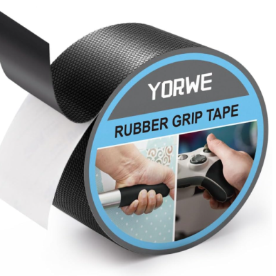 Yorwe Rubber Grip Tape Heat Resistant Cushion Pad (Black, 2In x 10Ft)