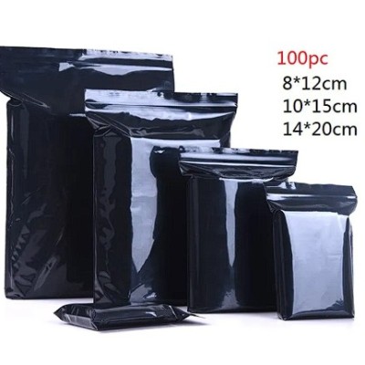 Black Polyethene Bag With Ziplock (8 x 12cm) [100PCS BAG]