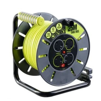 RS PRO 25m 4 Socket Type G - British Cable Reel Open Reel, 240 V