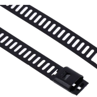 CABLE TIE, LADDER, 300MM X 7 MM, BLACK POLYESTER COATED STAINLESS STEEL, PK-100
