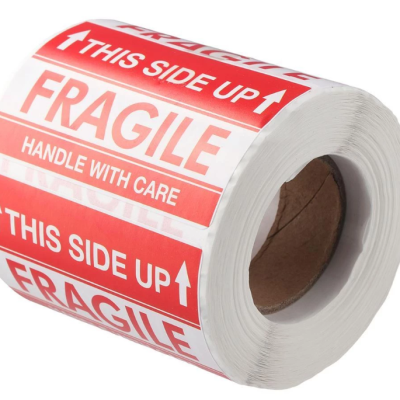 Warning Stickers Roll Tape Handle with Care 2" X 3"