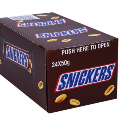Snickers Chocolate Bar (50g x 24, Pack of 24) 1 Box