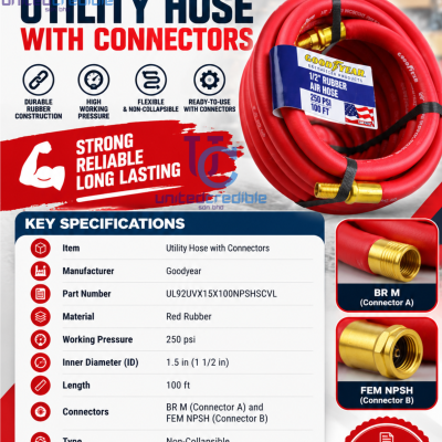 UTILITIY HOSE WITH CONNECTORS (RED HOSE)
