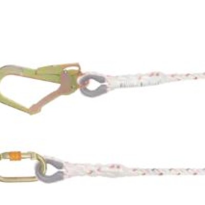 KSTRONG Essential Restraint Twisted Rope Lanyard with Steel Scaffold Hook and Karabiner