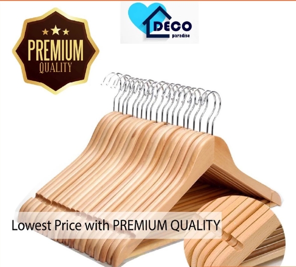 High Quality Wooden Hanger Clothes Hanger Wood Hanger Solid Hanger Penyangkut Baju Hanger Kayu (Thicker Version) 1 pcs