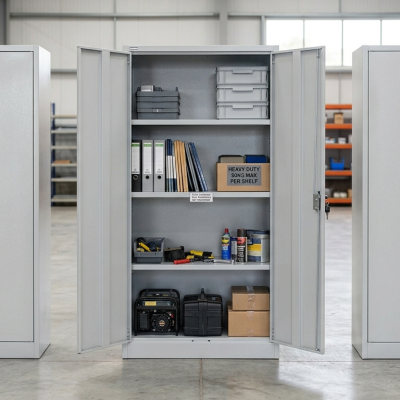 Cabinet, Double-door, 4 Tiers, with lock  180CM(H)*85CM(W)*40 CM (D)