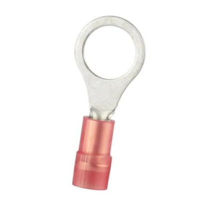 "RS PRO Insulated Ring Terminal, M8 Stud Size,  0.5mm to 1.5mm Wire Size, Red Stock No. 208-2492"