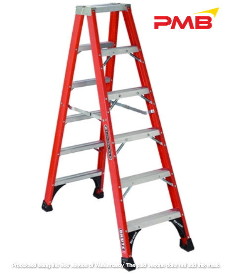 6 STEPS LOUISVILLE FM1406HD FIBERGLASS DOUBLE STEP LADDER, 375LBS (DELIVERY TO LABUAN AREA ONLY)