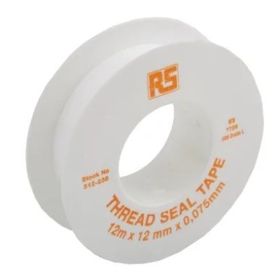 RS PRO White PTFE Tape, 12 m x 12mm x 0.075 mm