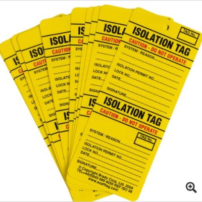 Customize sizing LOTO Tag ( ISOLATION ) 160mm x 75mm