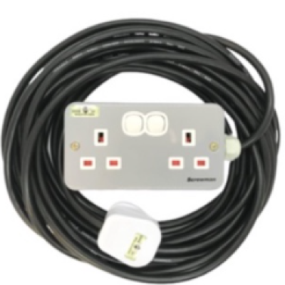 Heavy Duty Extension Socket - Screwman Heavy Duty Extension Socket with Weatherproof Wire Trailing Adaptor ( 2 gang x 20mtr) - BRAND SCREWMAN